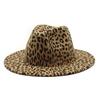 Hot-selling women's black soft woolen hats, leopard print hats, baron hats, spring women's top hats, gambler hats, large brim hats