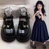 Chaussures en cuir pour filles 2025 printemps et automne nouveau style britannique chaussures de performance noires pour enfants chaussures de princesse douces mocassins jk