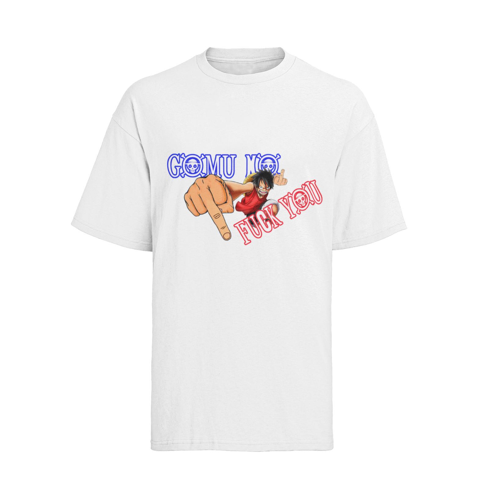 

One Piece Monkey D. Luffy Men s Organic Cotton Fuck You Medium Finger T-Shirt Mens Womens Tees Top 2XL