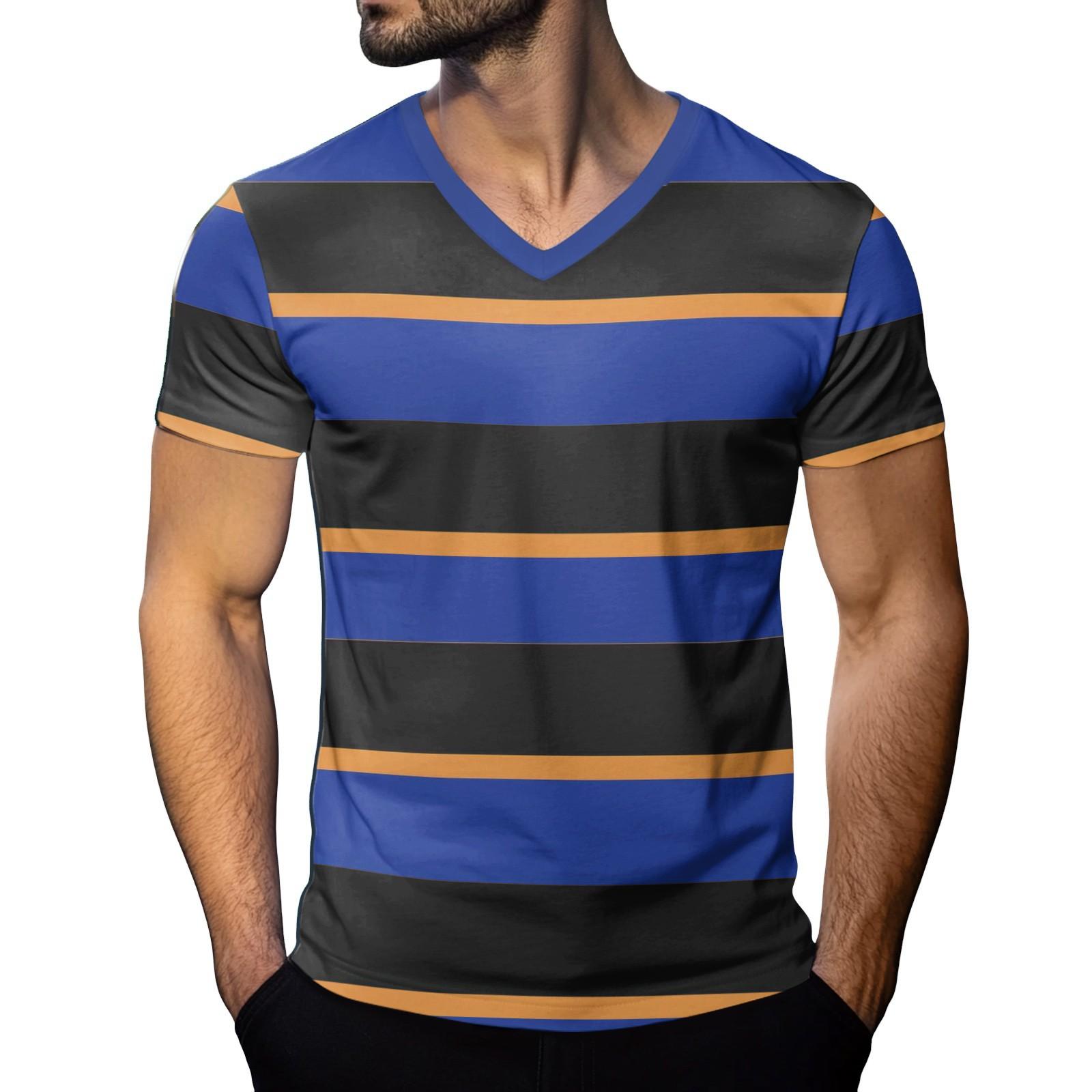 

Мужская модная футболка с коротким рукавом и V-образным вырезом XL темно-синий