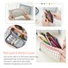 Cute Pencil Box Bag Big Storage Canvas Pencil Case with Pen Slot Mesh Pocket Stationery Organizer Makeup Brush Tool Pouch Gift for Student Children