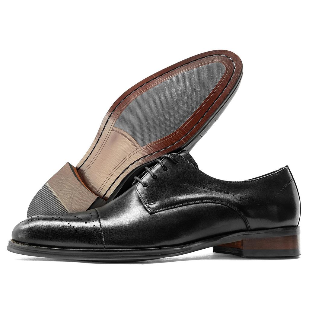 Three-joint casual low-top breathable cowhide men's shoes British wedding shoes