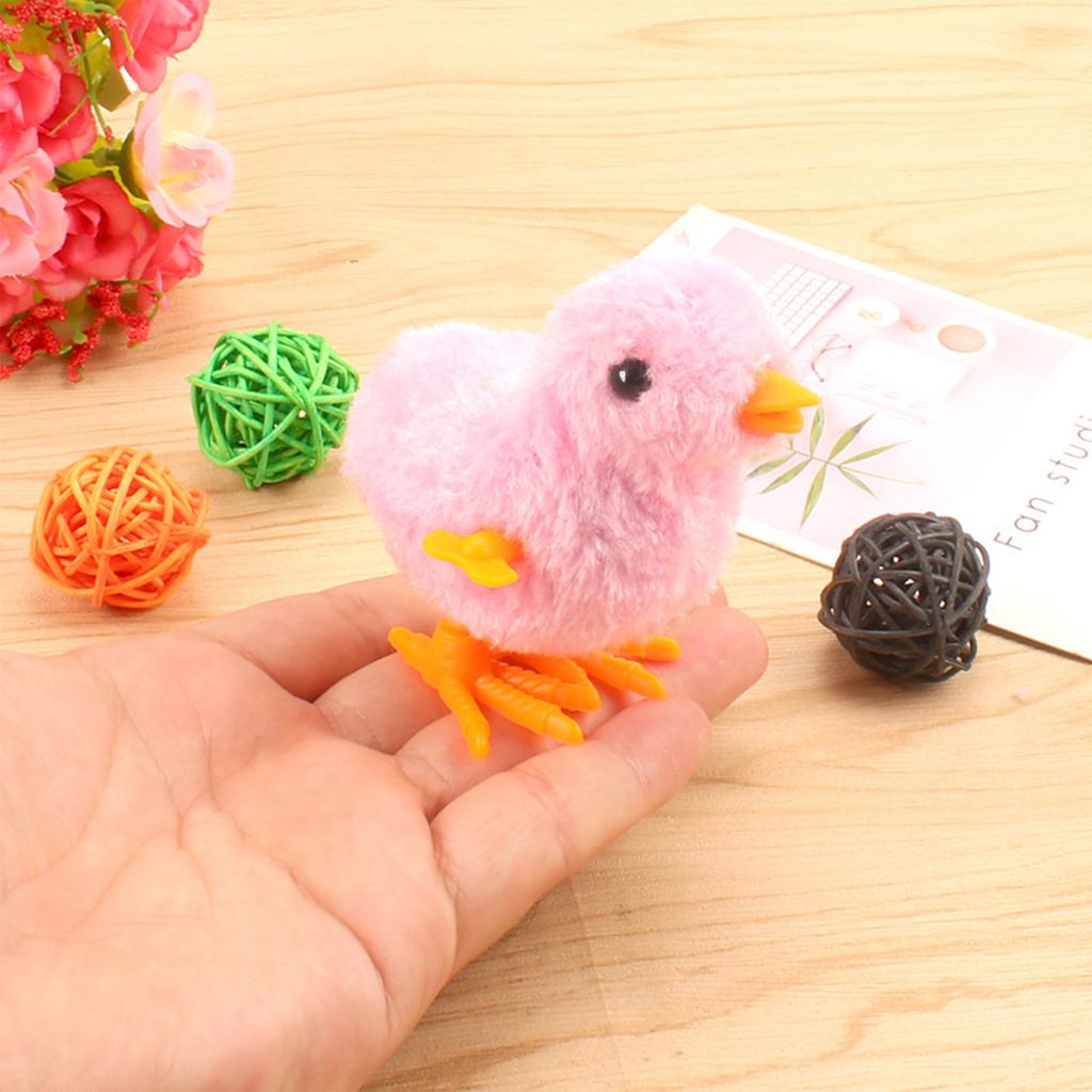 Walking Jumping Wind Up Clockwork Chicken Plush Toy Cute Cartoon Animal Doll Kids Gift