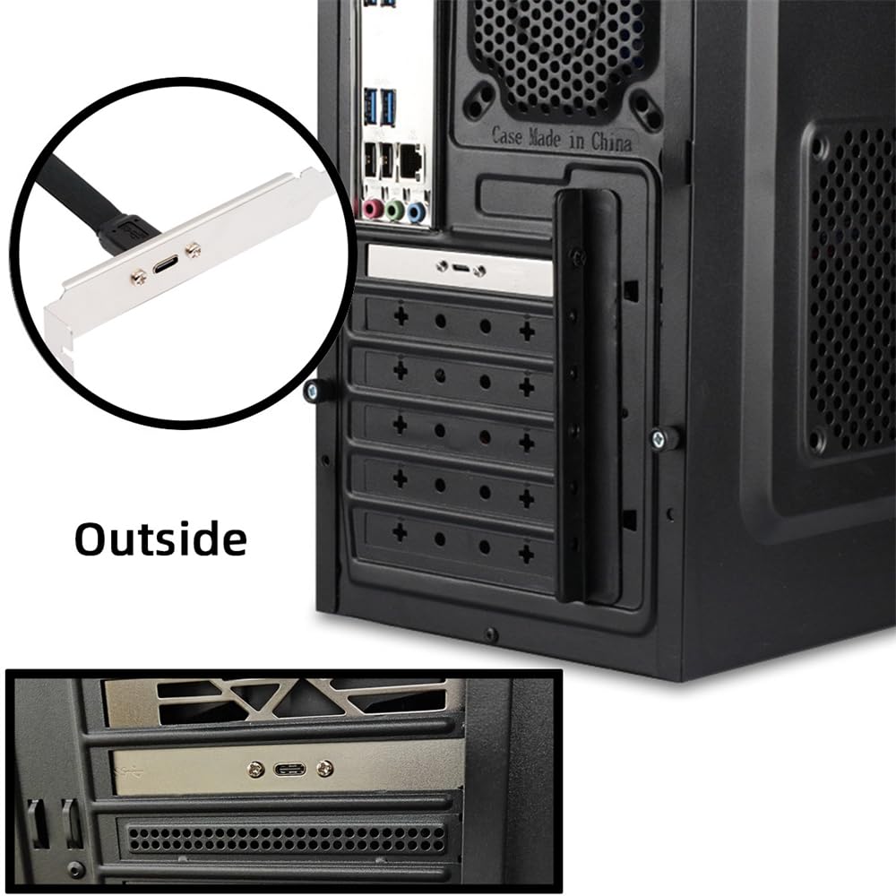 cablecc 20Gbps USB Front Panel Header IDC to Female Extension Cable with Panel Mount Screws 3.2 20-Pin Type-E USB-C Type-C