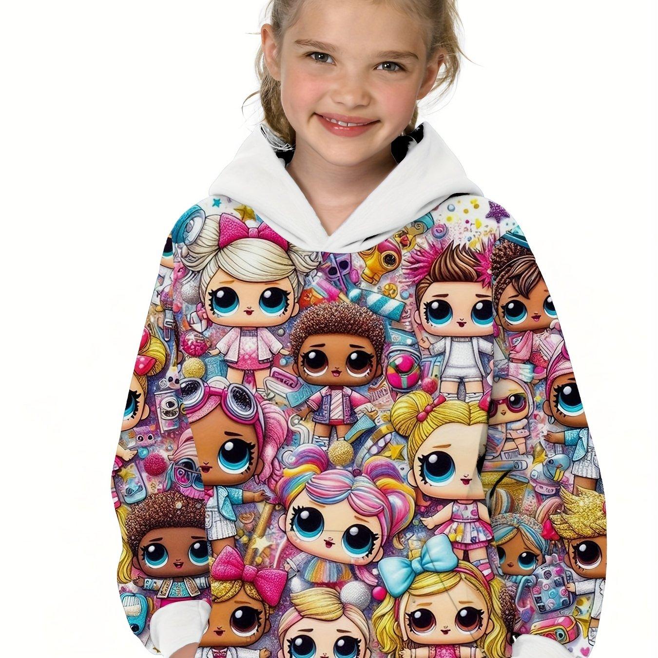 

Детская одежда Толстовки с капюшоном с длинным рукавом Летняя одежда для девочек Мультяшные комиксы Принт Kawaii Круглый вырез Детская одежда Повседневный топ для девочек 160CM