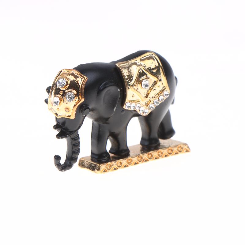 Black Gold Retro Elephant Brooch Set Shiny Rhinestone Inlaid Exquisite Craft for Women Hat Bag Decoration Jewelry Gift