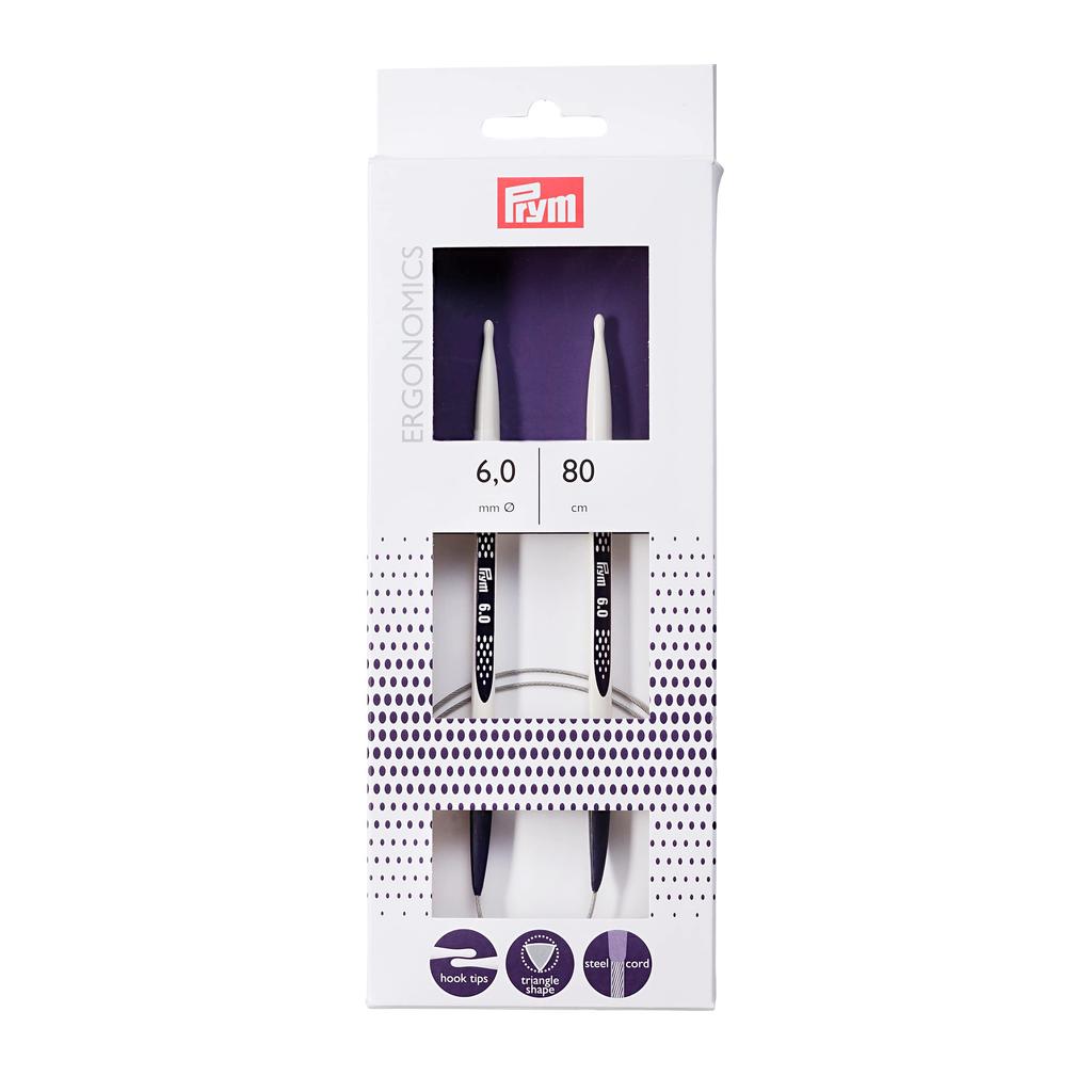 Ferri circolari ergonomici per maglia, 80cm, 6.0mm