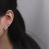 Korea New Fashion Jewelry 14K Real Gold Plating AAA Zircon Butterfly Asymmetric Earring Elegant Pearl Women's Daily Accessories