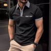 European American Style Men's Summer Short Sleeve Polo Shirt Button Turn Down Collar T-shirt Color Block Sports Rugby Shirt