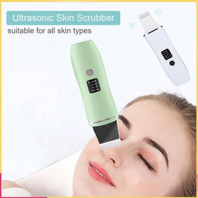 Ultrasonic Skin Scrubber EMS Lon Acne Pormask Remover Djuprengöring Ansiktslyft Ansiktsmassager Dermabrasion Maskin Skönhetsverktyg