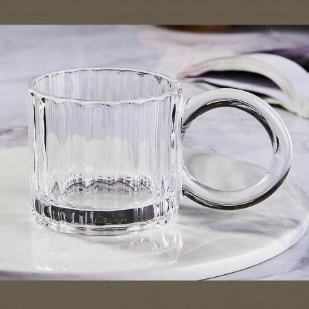 Ecarla Szklanka Z Uchem Ryflowana Mała Do Kawy 225Ml Szk61