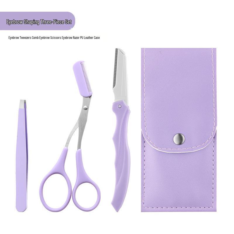 Eyebrow Grooming Tool Set: Safe Blade Razor, Anti-scratch Scissors, Brush, Comb & Trimmer