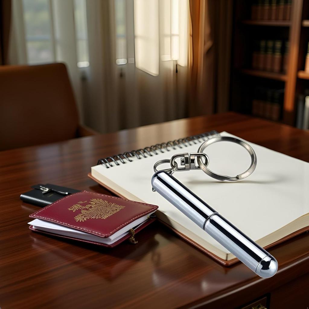 Silvery Retractable Mini Pen - Stainless Steel Keychain Pen, Ballpoint Pens, Gift for Birthday, Christmas