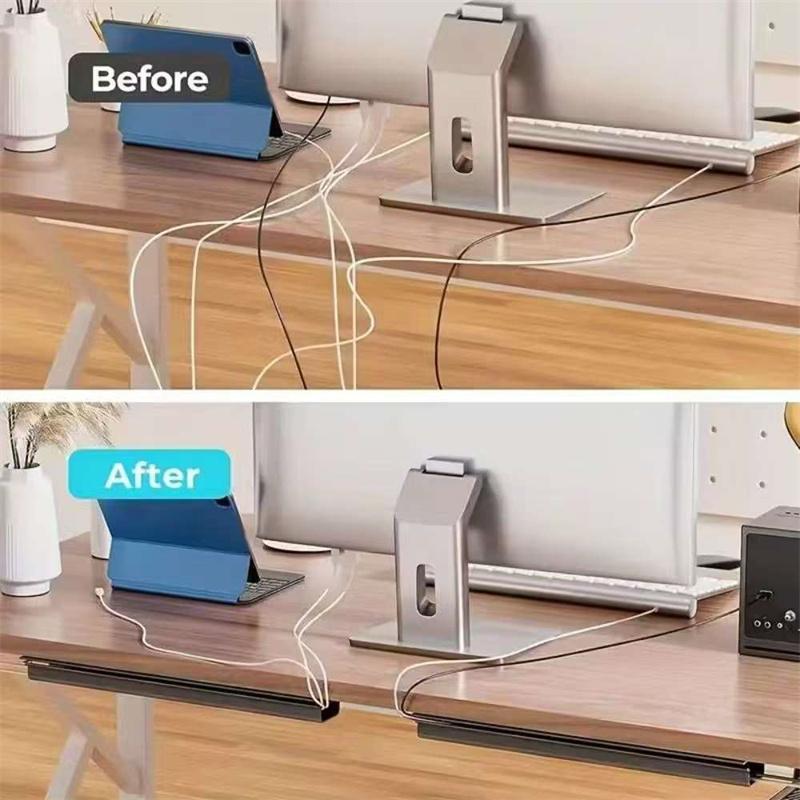 Channel Desk Cable Organizer Wire Management Accessories Network cable power cord Protecter No Drilling Under Desk Management Tray