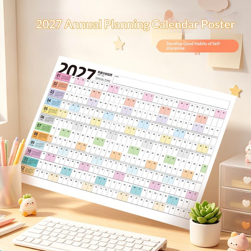 2027 Full Year Wall Calendar Blank Writing Blocks Daily Planning Scheduling Memorandum