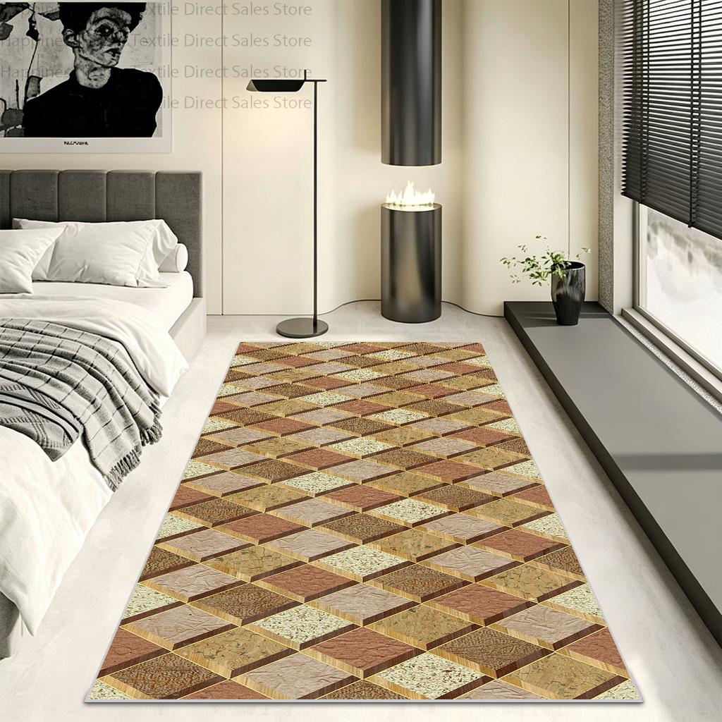 Nordic Geometric Bedroom Bedside Runner Carpet Decoration Living Room Anti Slip Washable Sofa Floor Mats Kitchen Easy Clean Rug