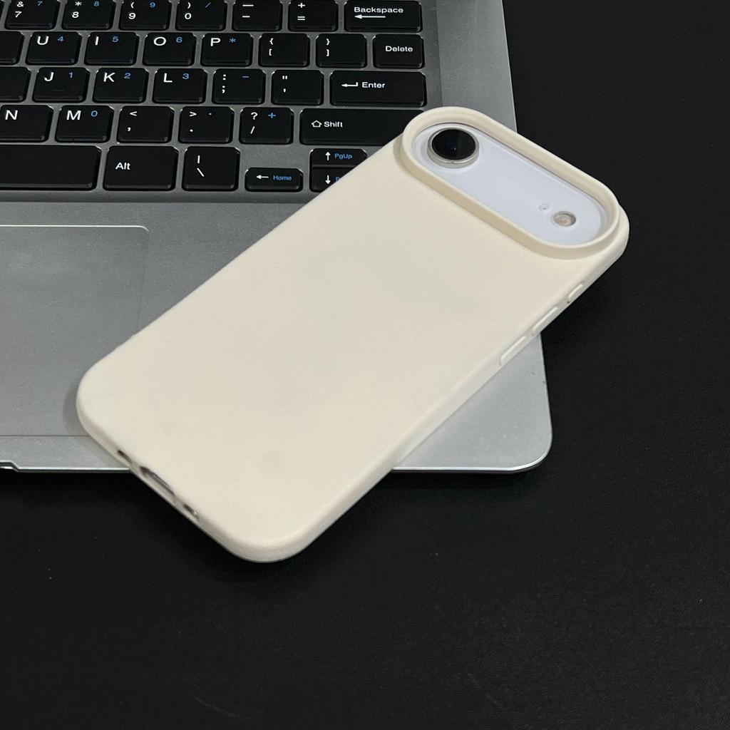 Litschi-Maserung Dopamin-Farbe Weiche Hülle für Apple 17, 16 und 14 Pro Max - Minimalistisches Design mit großem Loch