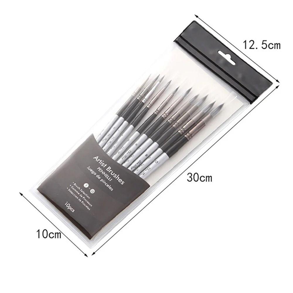 10Pcs/Set Wooden Handle Paint Brushes Nylon Drawing Kit  for Acrylic Oil Painting