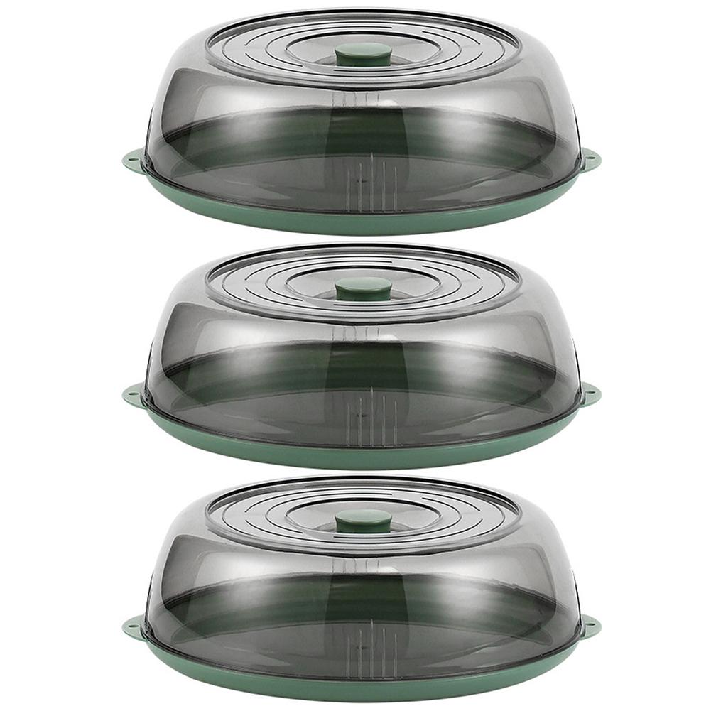 

1/3 Pcs Fresh Dust-proof Leftovers Cover Multifunctional Insulated Dish Cover with Transparent Lid Practical Kitchen Accessories 3Pcs зелений