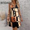 Abito Corto Elegante da Donna a Maniche Corte con Stampa a Contrasto Gradiente Moda Casual Quotidiana da Donna a Strisce Senza Maniche Estivo