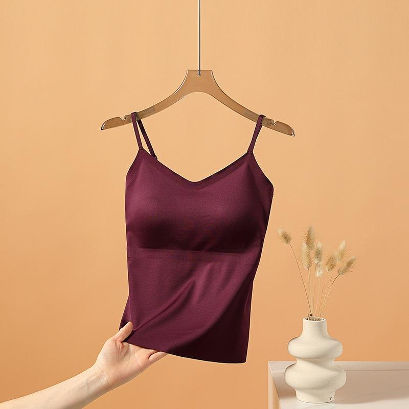 Canottiera da Donna con Spalline Sottili e Reggiseno Imbottito Integrato Top Interno Pezzo Unico