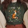Chemise Cottagecore Renard Fille Granola Mignonne Fée Forestière T-shirt Naturecore Sorcière Verte T-shirt Faune Forêt Art Populaire Cadeau pour Elle
