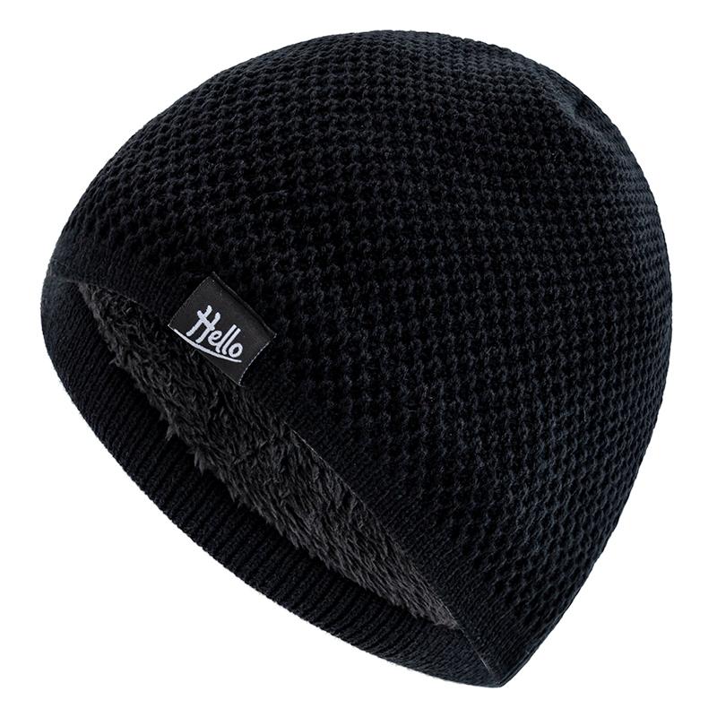 New Style Unisex Winter Hats Plush Fur Lined Beanies Hats For Men Woman Hello Letter Warm Cap Casual Winter Ski Knitted Hats