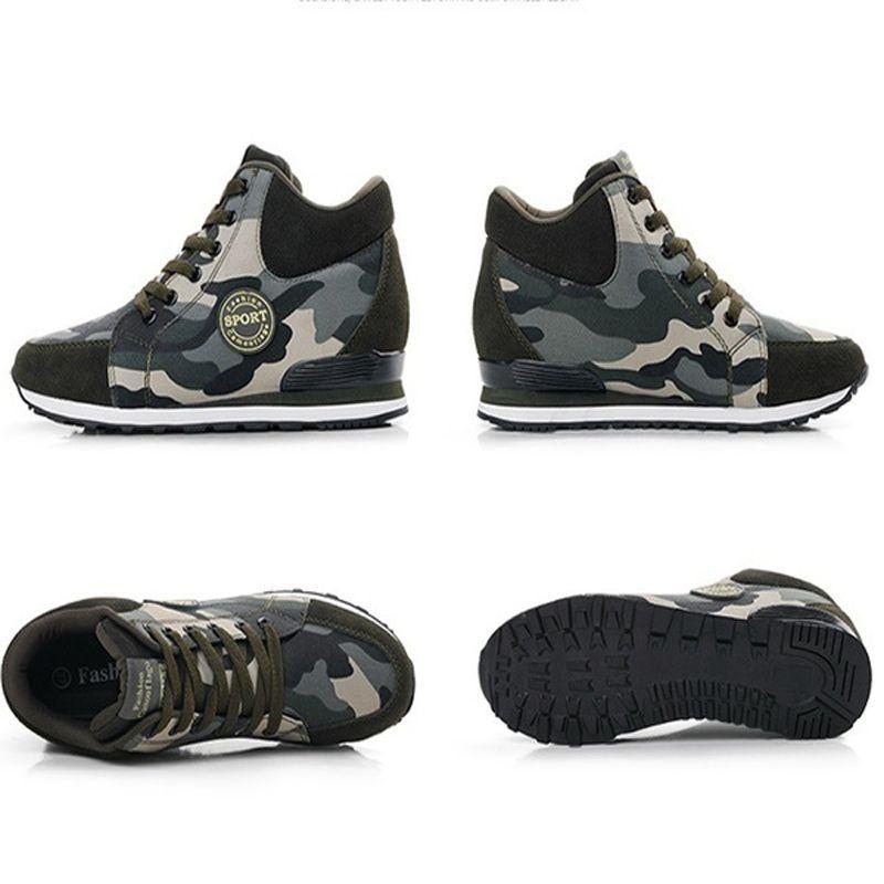 Classic Camouflage High-top Sport Shoes For Women With Height Boosting 6.5cm Sole