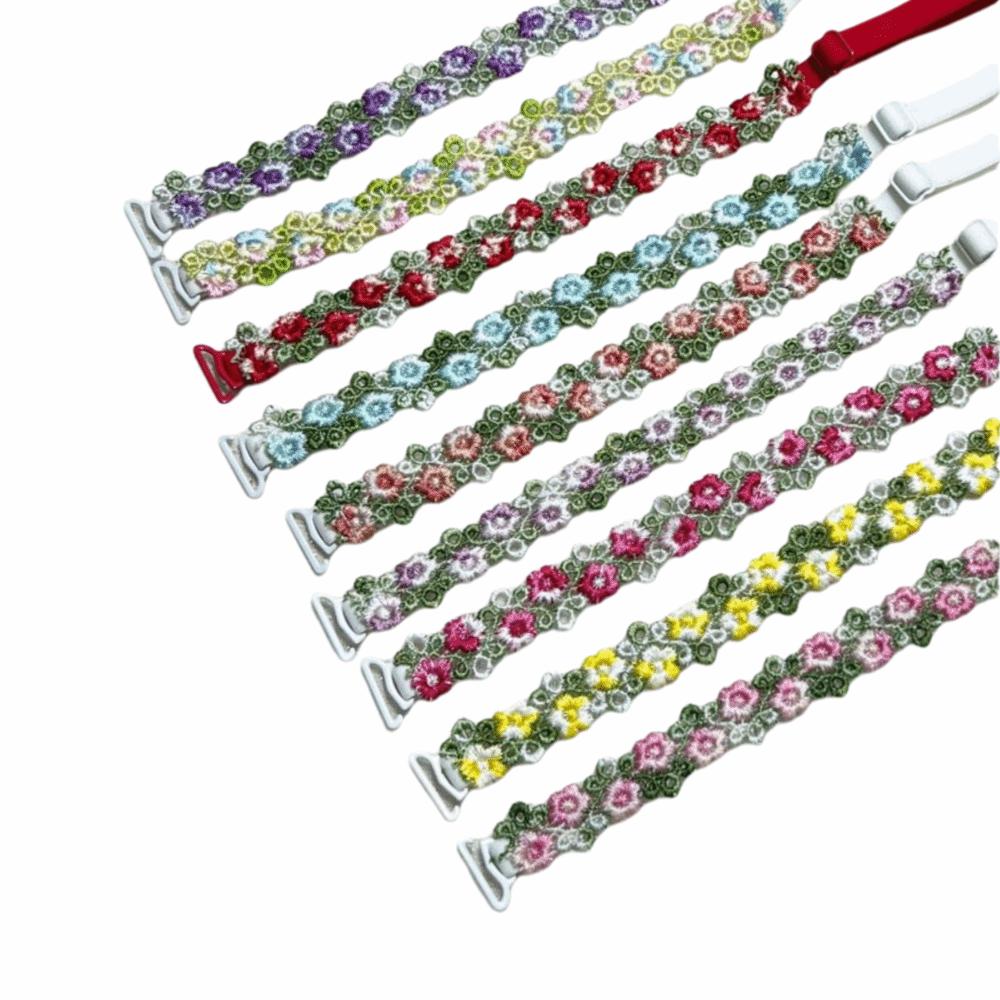 Removable Floral Bra Straps Polyester Adjustable Shoulder Straps Anti-slip Sweet Flowers Floral Shoulder Belts