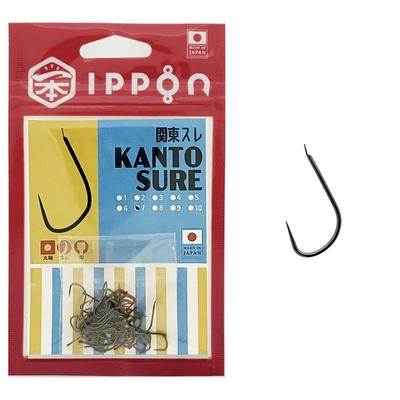 IPPON Kanto juoda danga padengti meškeriojimo kabliukai, pagaminti Japonijoje, vertės pakuotė (Dydis 7 48 Kabliukai)