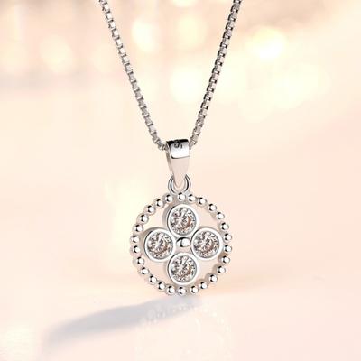 N76 Silver Lucky Four-Leaf Clover Necklace