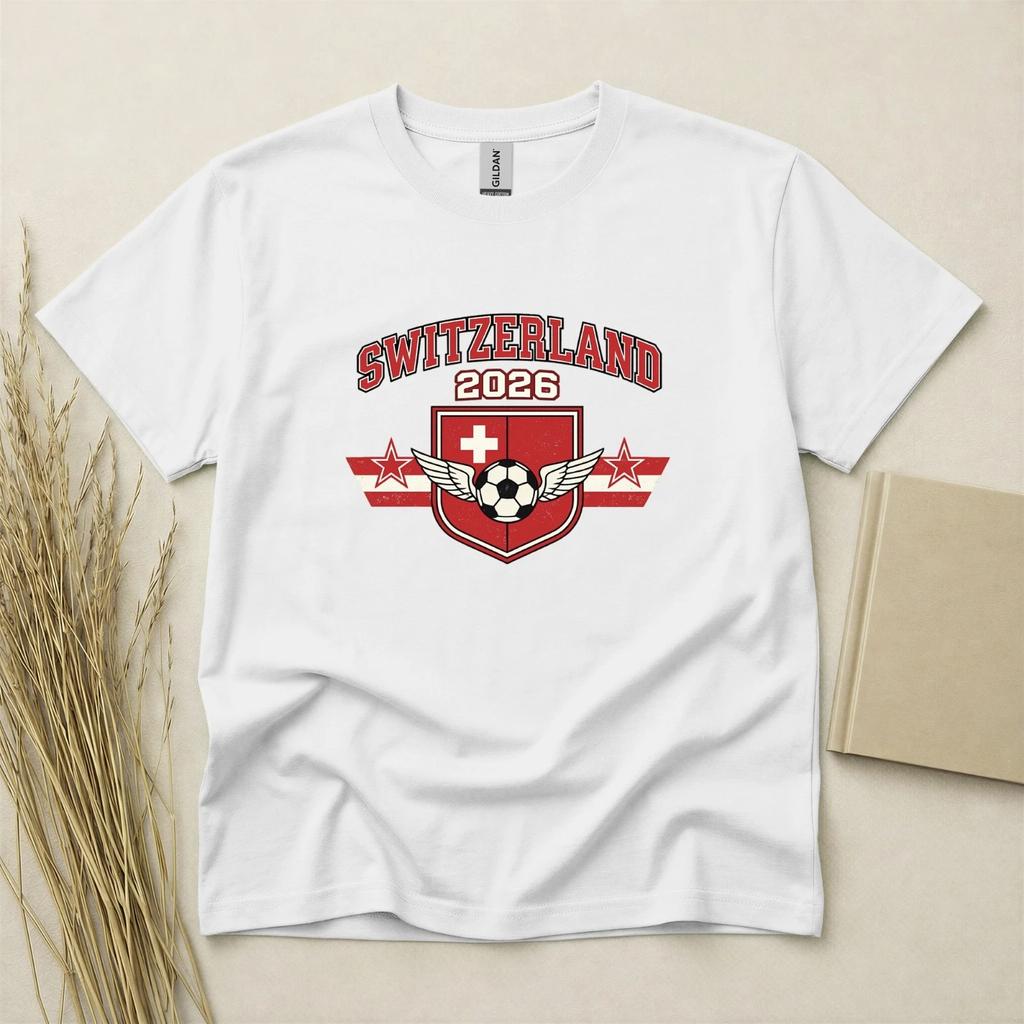 Switzerland 2026 Football Fan Children's Children's Children's T Children's T-shirt Soccer Supporters Gildan Cotton Top