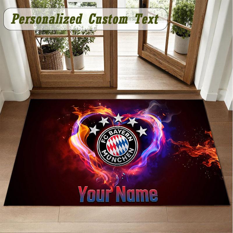 Crystal Velvet Square Rug Custom NameBayern Munich Pattern Non Slip Home Floor Decor Rug