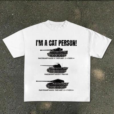 Funny Panzer Vi Tiger Graphic Letter Unisexs Unisexs T Shirt Streetwear Casual Tee Im A Cat Person Unisexs Military Tank Tshirt