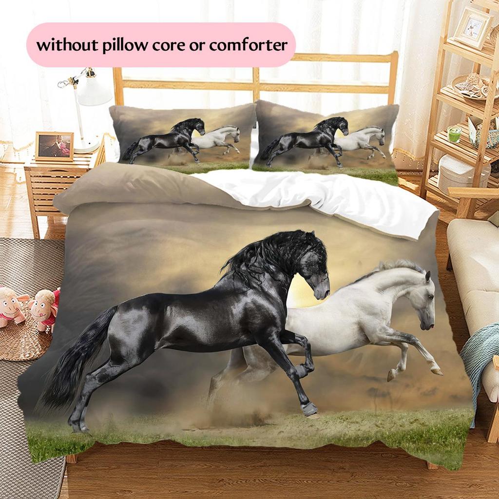 1PC Horse Bedding Quilt Set Quilt Cover Pillowcase Home Decoration Birthday Gift (1 * duvet cover + 2 * pillowcase, without core)