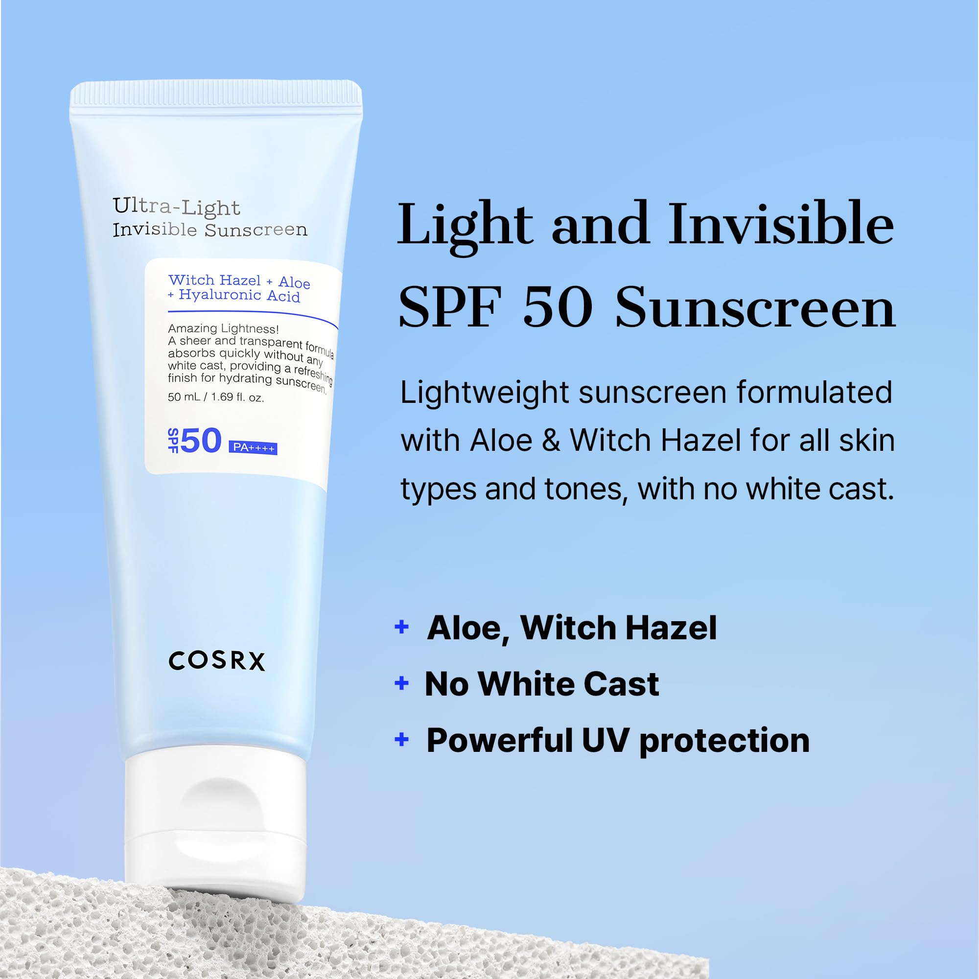 

COSRX Ultra-Light Invisible Sunscreen SPF50 PA++++ 50ml ORIGINAL STORE
