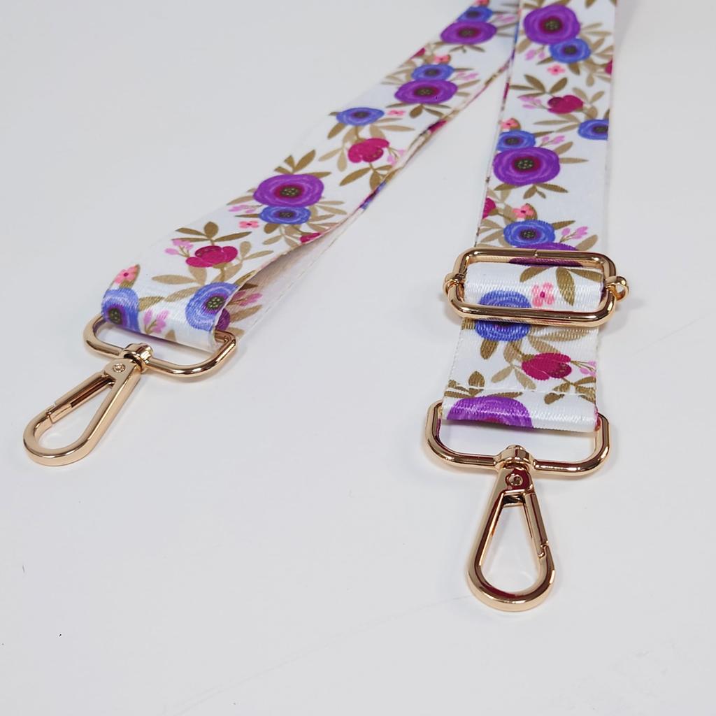 [miagolale] Retro Flower Shoulder Strap, Shoulder Bag, Smartphone, Sacoche, Cute Shoulder Strap, White