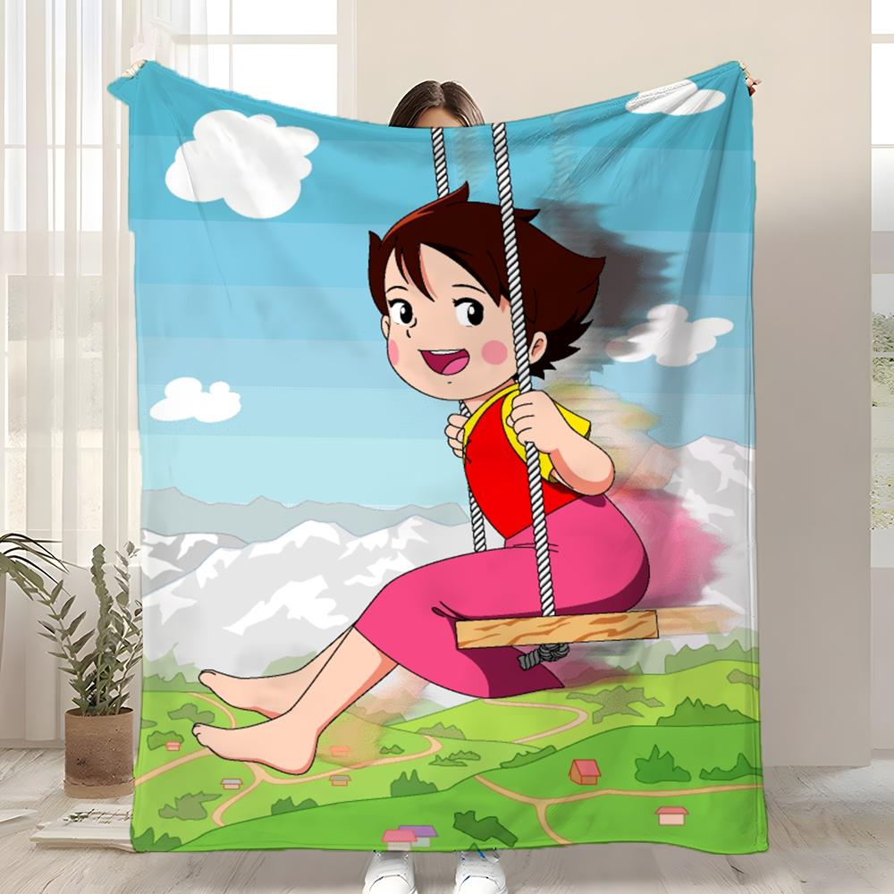 Anime Heidi,a Girl of the Alps ICONS Throw Kid-Friendly Flannel Throw Blanket Soft Warm Anti-Static Washable All Season 75x90cm