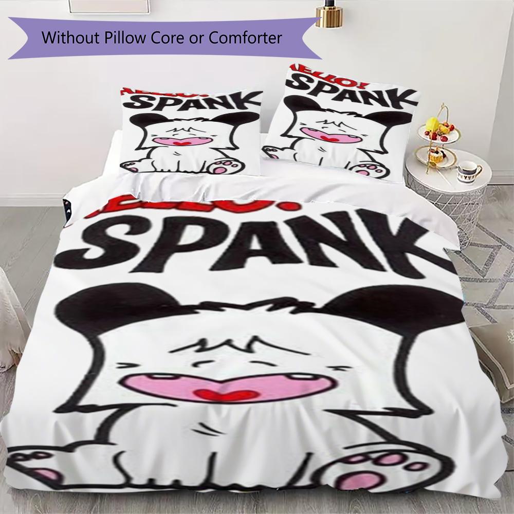 Hallo Spank Muster Bettwäsche Steppdecke Steppdecke Bezug Kissenbezug Heimdekoration Geburtstagsgeschenk (1 * Bettbezug + 2 * Kissenbezug ohne Füllung)36