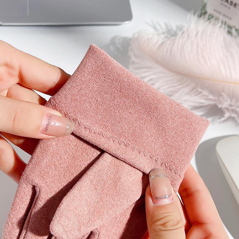 Gloves winter women's velvet thickened warm cute suede women's riding cold-proof cycling windproof touch screen winter