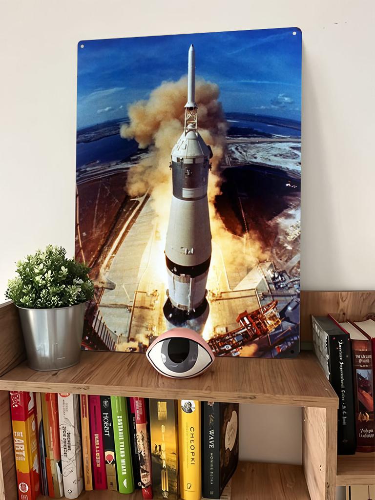 Saturn V Raketuppskjutning 1 Affisch Nasa Rymd Plåtburksskylt Väggkonst Väggmålning Anpassade Metalskyltar för Hem Rum Väggkonst Retro