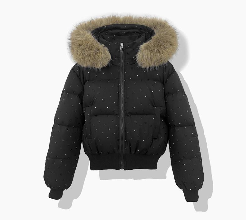 Damen Kurze Mittellange Daunenjacke Winter Warm Stehkragen Einfarbig Lässig Oberbekleidung Mantel