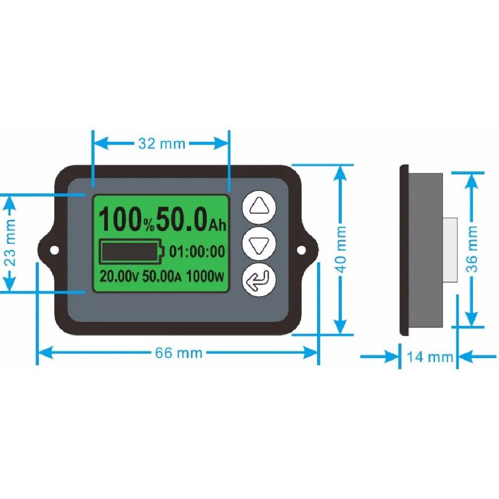 TK15 Batterie-Coulometer 50A 100A 350A Lithium-Batterie-Kapazitätstester Spannungs-, Strom-, Restleistungsanzeige Batteriemonitor