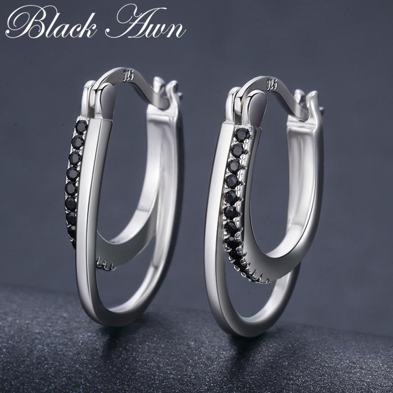 

Модные ювелирные изделия, серьги-кольца с черным камнем для женщин