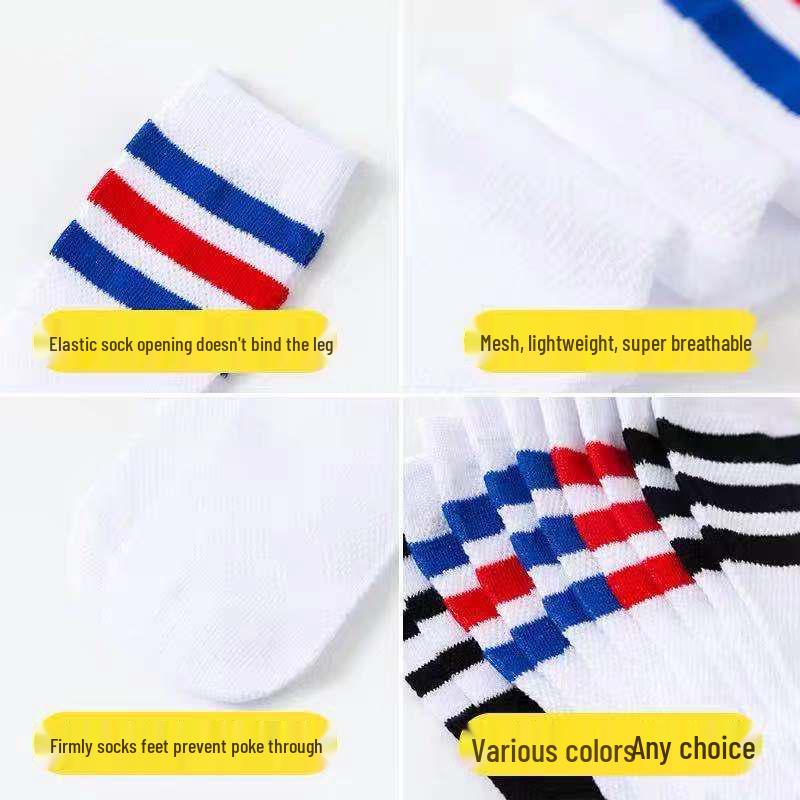 Kids' Mesh Ruffle Mid-Calf Socks, Thin Cotton, Knee-High for Girls & Boys, Football Style
