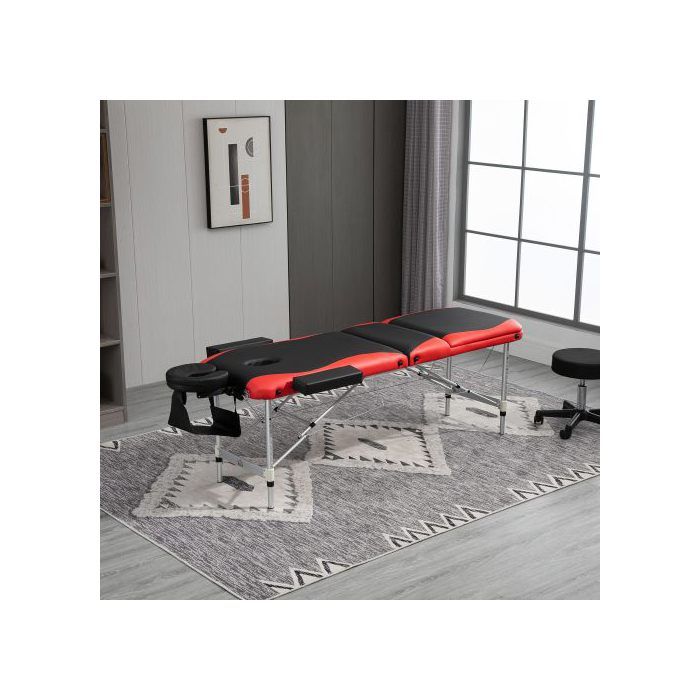 HOMCOM Cama de masaje plegable regulable en altura con reposacabezas 215 x 60 x 61-84 cm