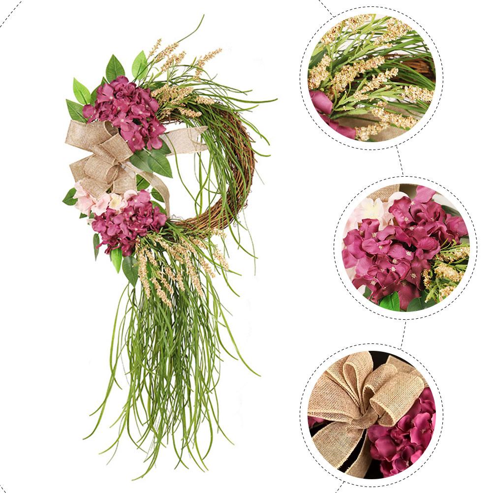 Artificial Hydrangea Wreath Home Decor Indoor Welcome Flower Vine Garland HangingFront Door Wedding Party