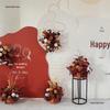 Silk Red Flower Aisle Runner & Floral Background for Chinese Wedding Engagement