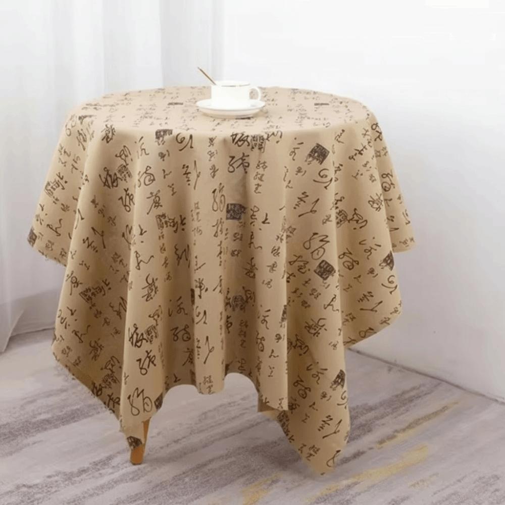 Chinese Character Printed Linen Tablecloth 150×50cm/200×150cm Dust Cover