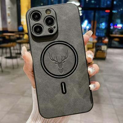 Für iPhone 16 15 Plus 14 13 12 Pro 11 Samsung S25 S24 FE S23 Matte Lederhülle Für Magsafe Kabelloses Laden Luxus Vintage Handyhülle